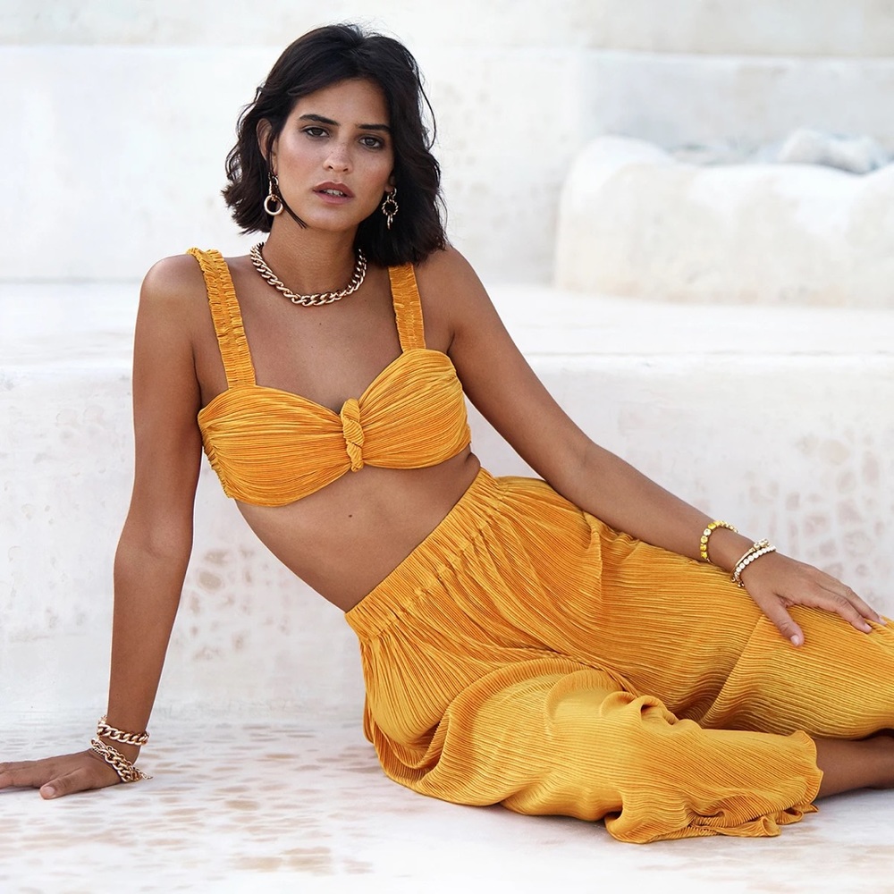 Gold Pleated Culotte